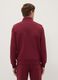 Red cotton blend regular fit hoodie with full zip_2