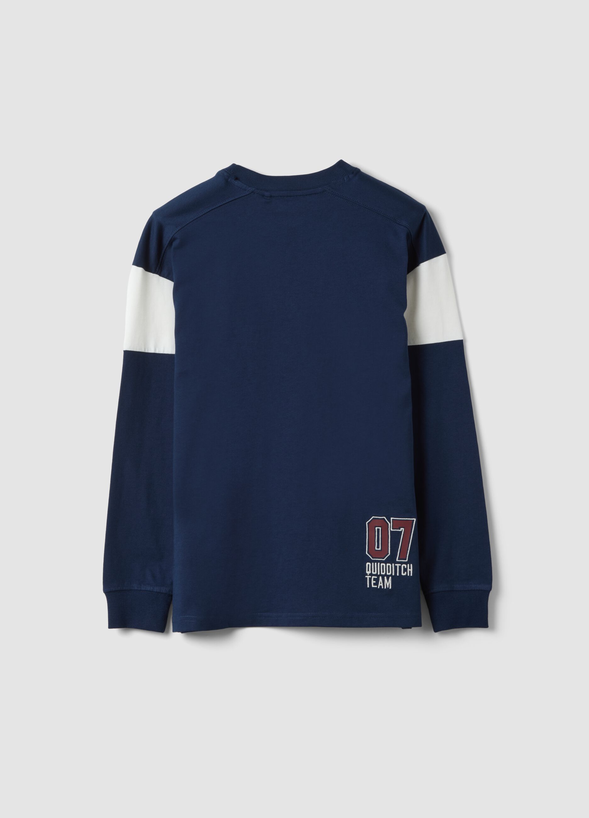T-shirt blu in puro cotone con girocollo e stampa Harry Potter per ragazzo