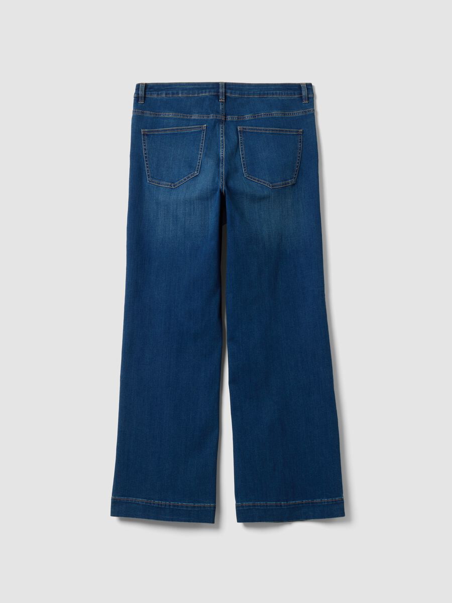 Blue denim bootcut jeans in stretch cotton and viscose_1