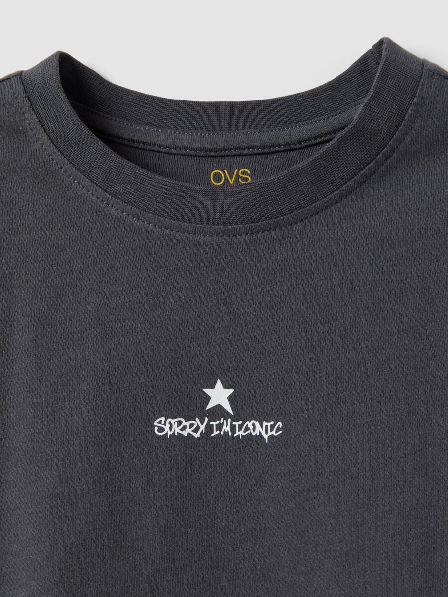 Grey pure organic cotton T-shirt with front and back print for girls_5