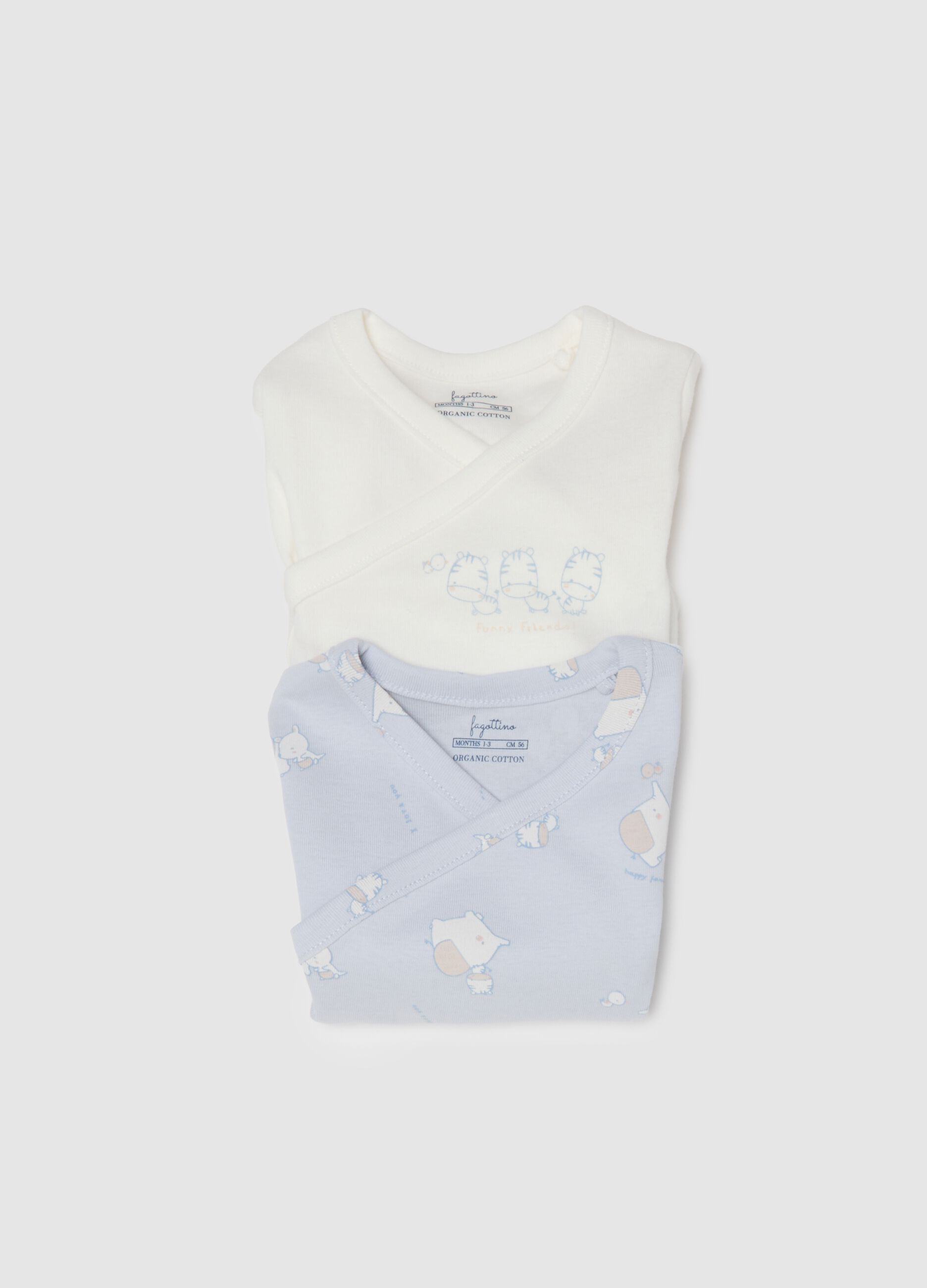 Multicolour pure cotton bodysuit twin pack with short sleeves for babies