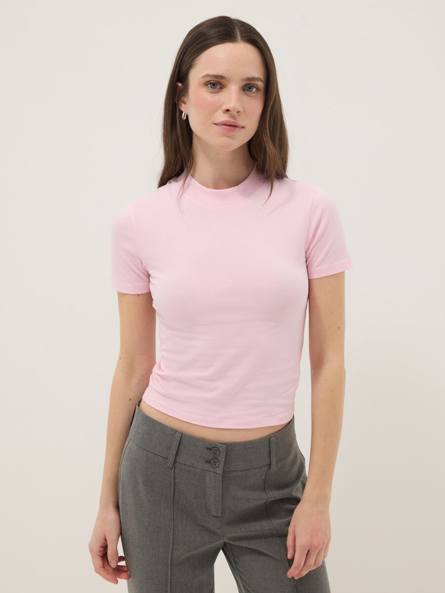 Slim fit pink stretch cotton T-shirt_3