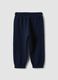 Pantaloni jogger blu in puro cotone organico con coulisse per bimbo_1