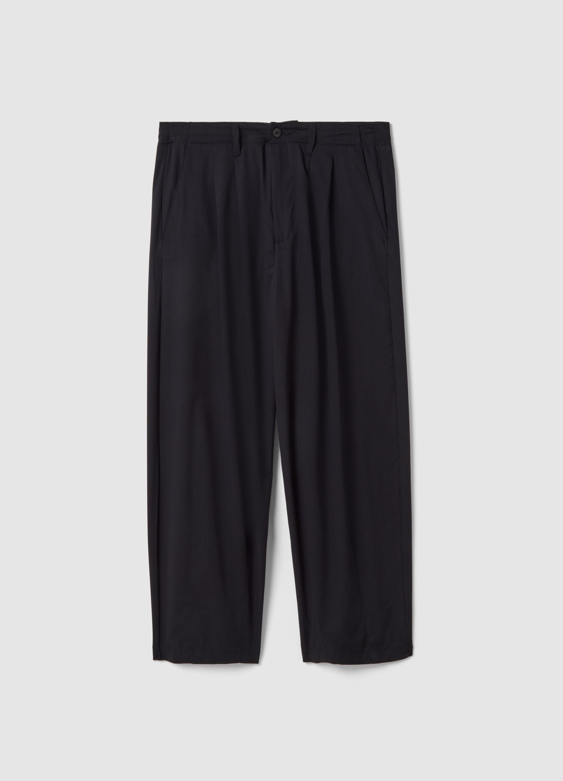 Black viscose stretch chino trousers regular fit