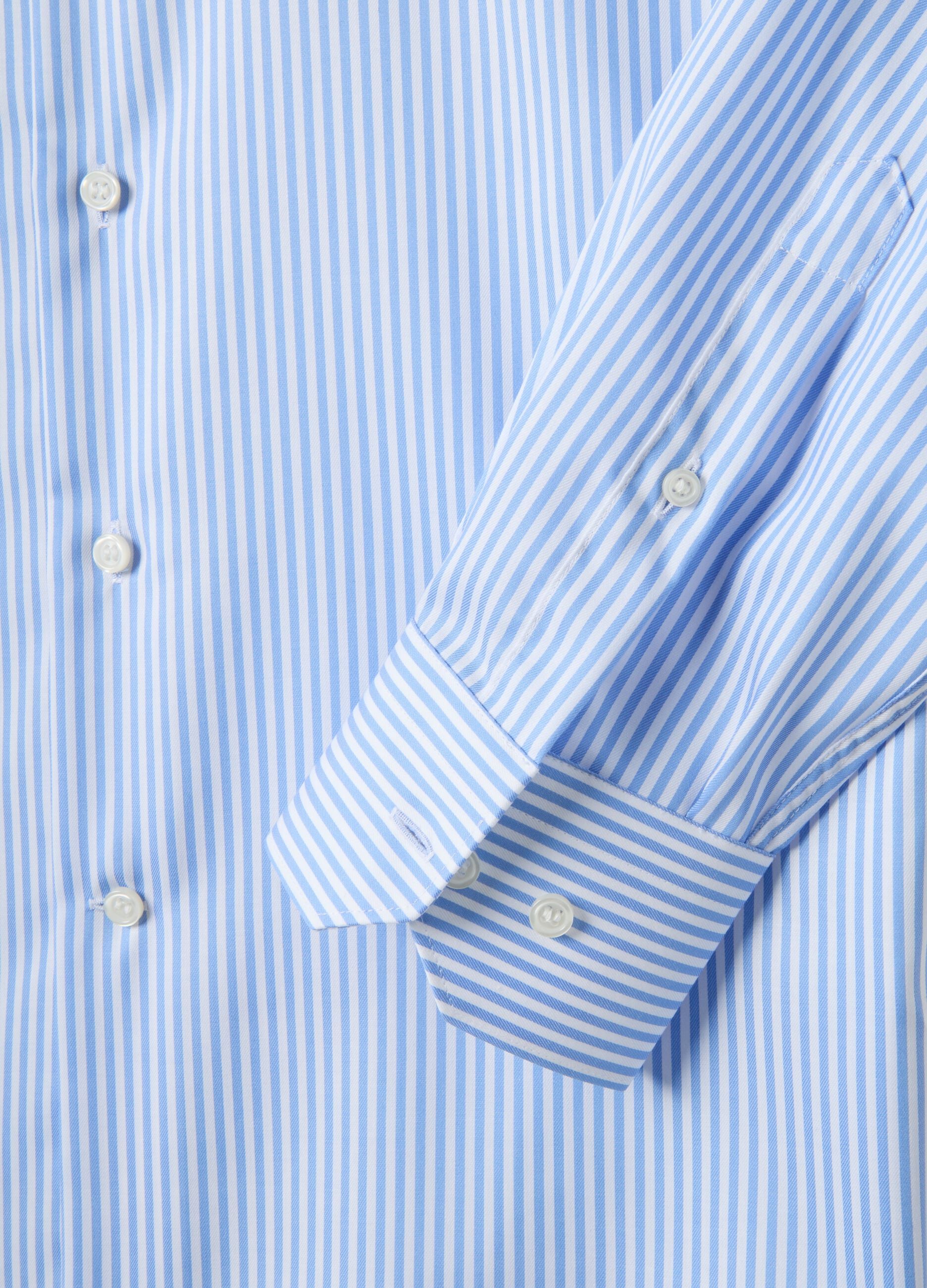Multicolour striped slim fit pure cotton shirt