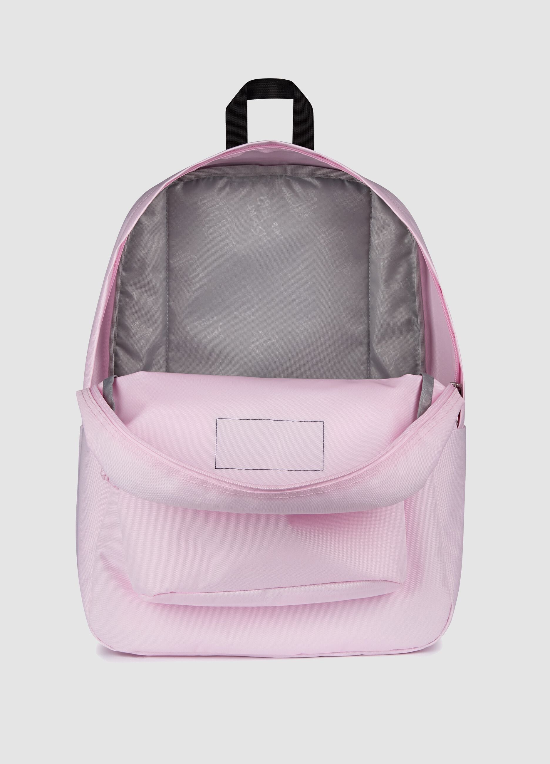 Pink backpack with front pocket