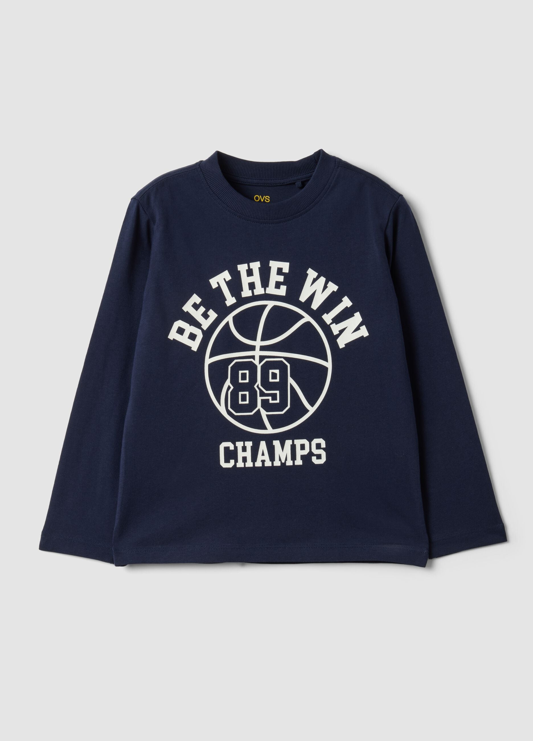 Blue pure organic cotton T-shirt with college print for boys