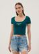 Green stretch cotton short-sleeve T-shirt_2