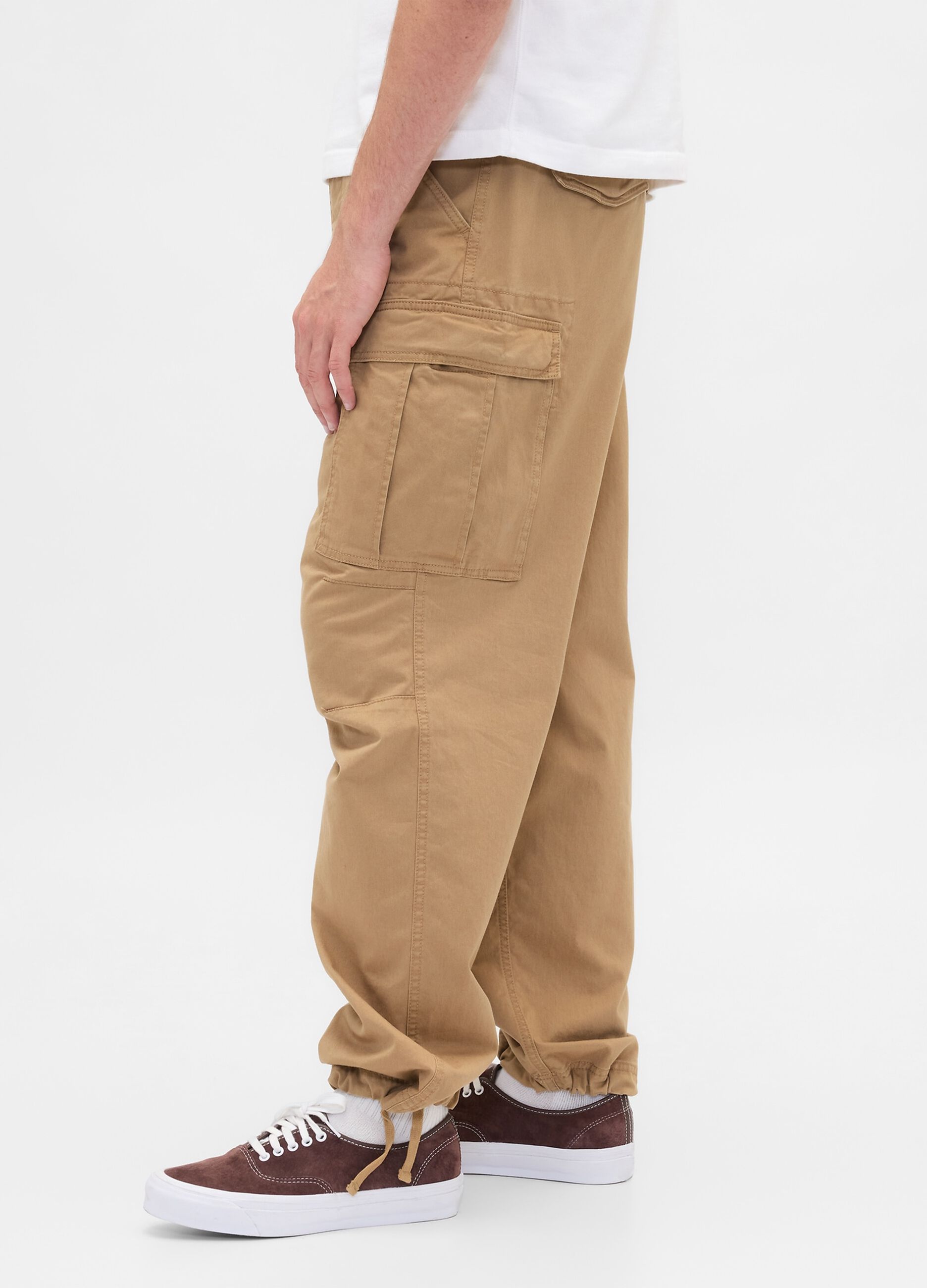 Beige Stretch Cargo Trousers