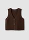 Brown wool-blend gilet with deep V-neck, regular fit_4