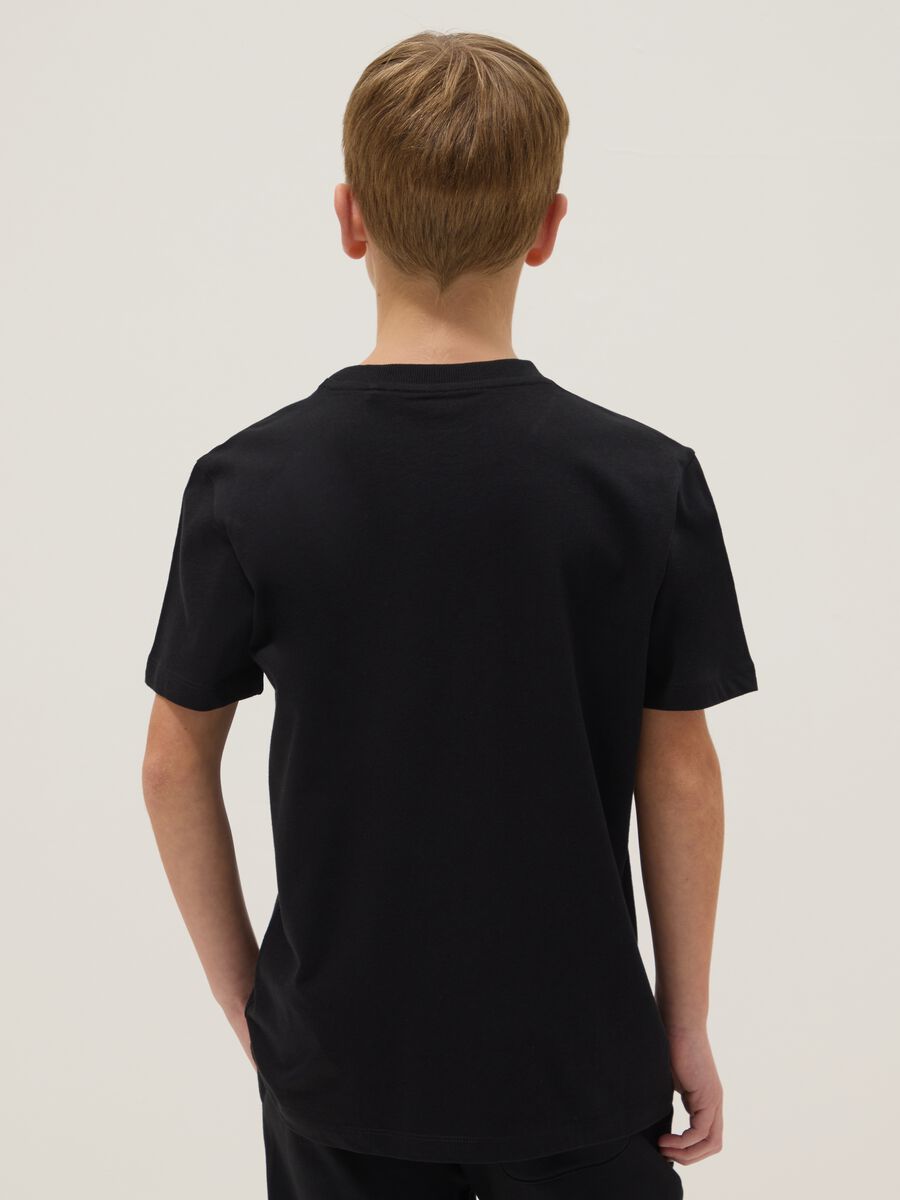 Boys' black pure cotton t-shirt regular fit with Swag print_1