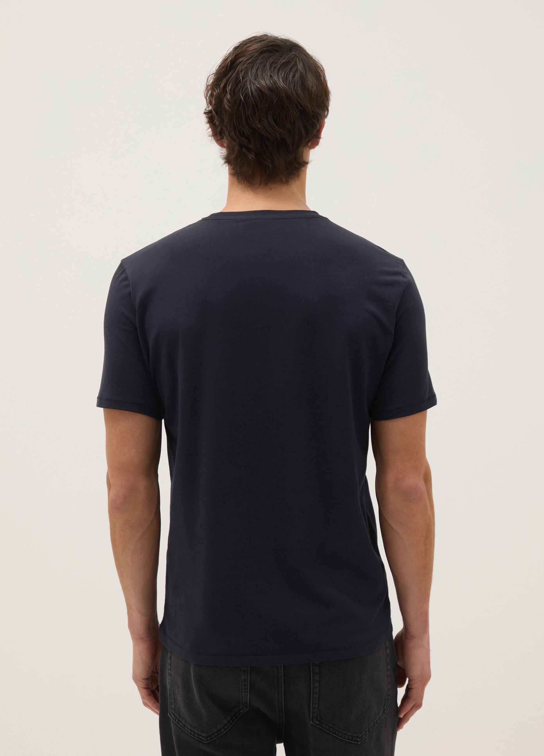 Slim fit blue stretch cotton T-shirt