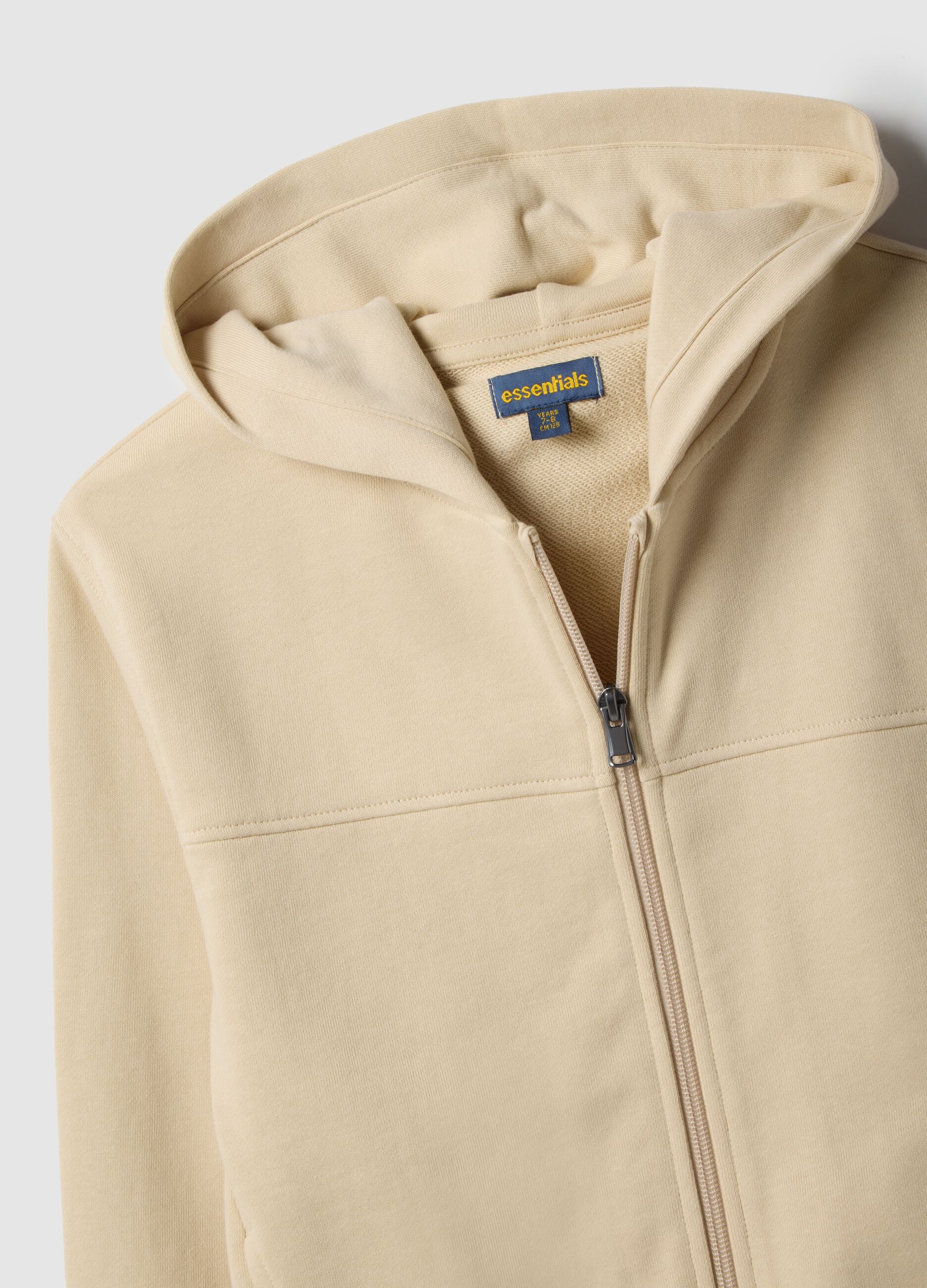 Children's beige hoodie with zip in pure cotton regular fit