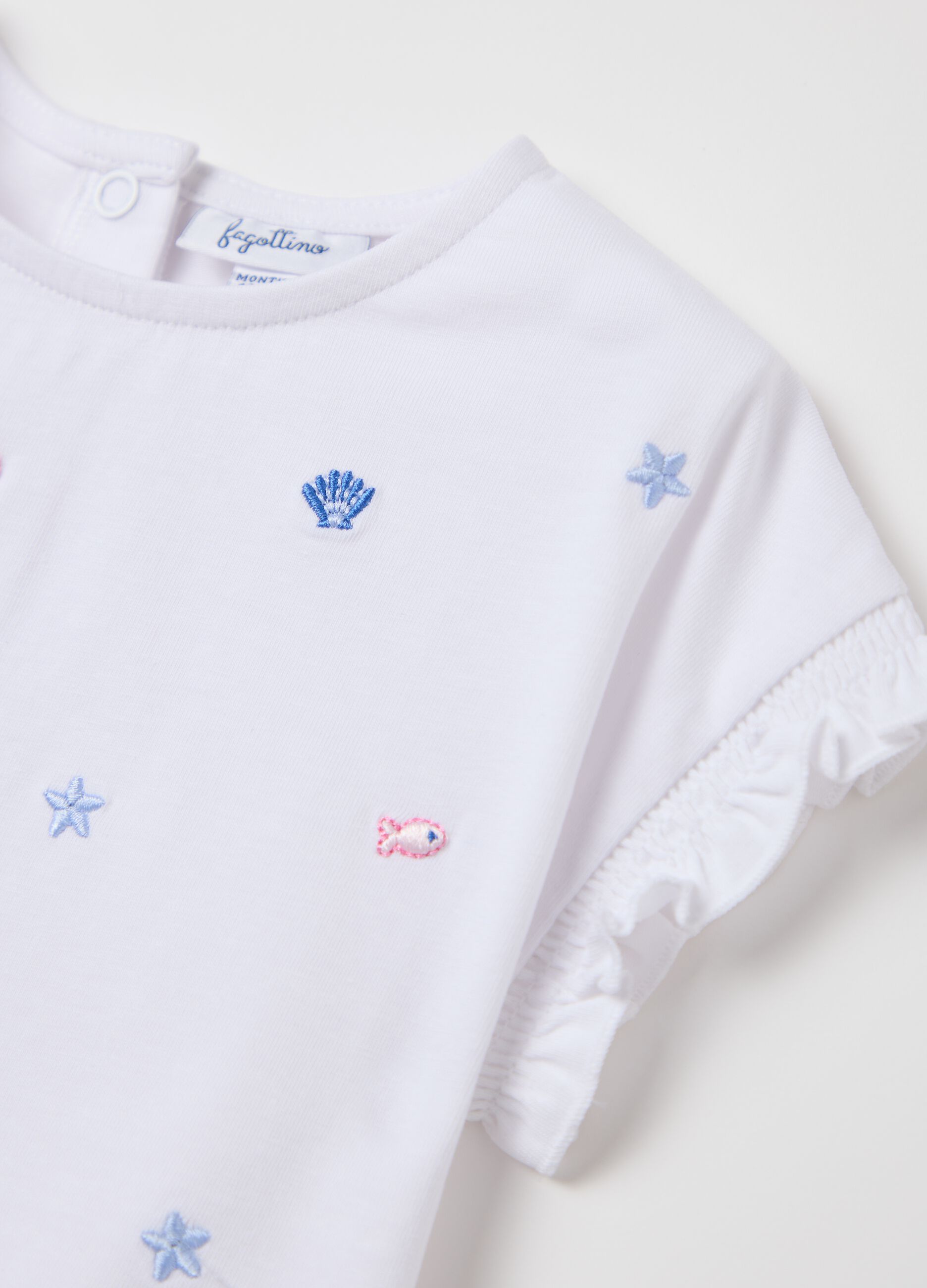 Girls&rsquo; top in white stretch cotton with regular fit