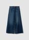 Blue pure cotton low-rise wide-leg jeans_4