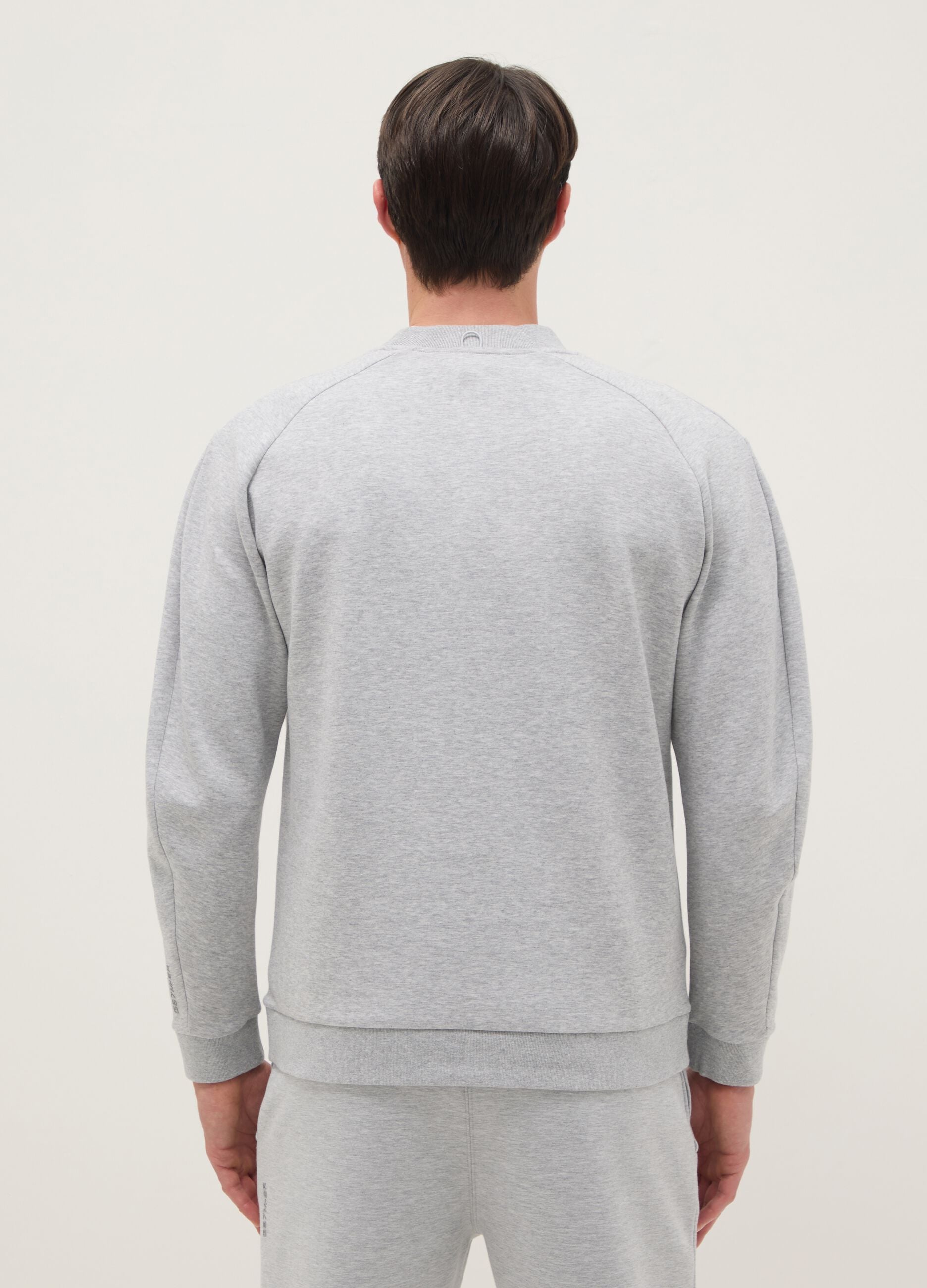 Grey cotton blend regular fit crew neck sweatshirt