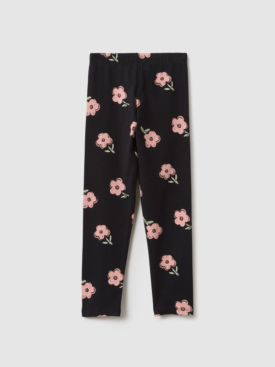 Multicolour stretch cotton skinny fit kids leggings with prints_1