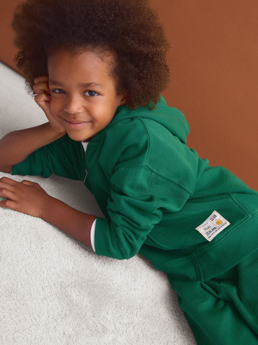Green pure cotton hoodie, regular fit, for boys_0