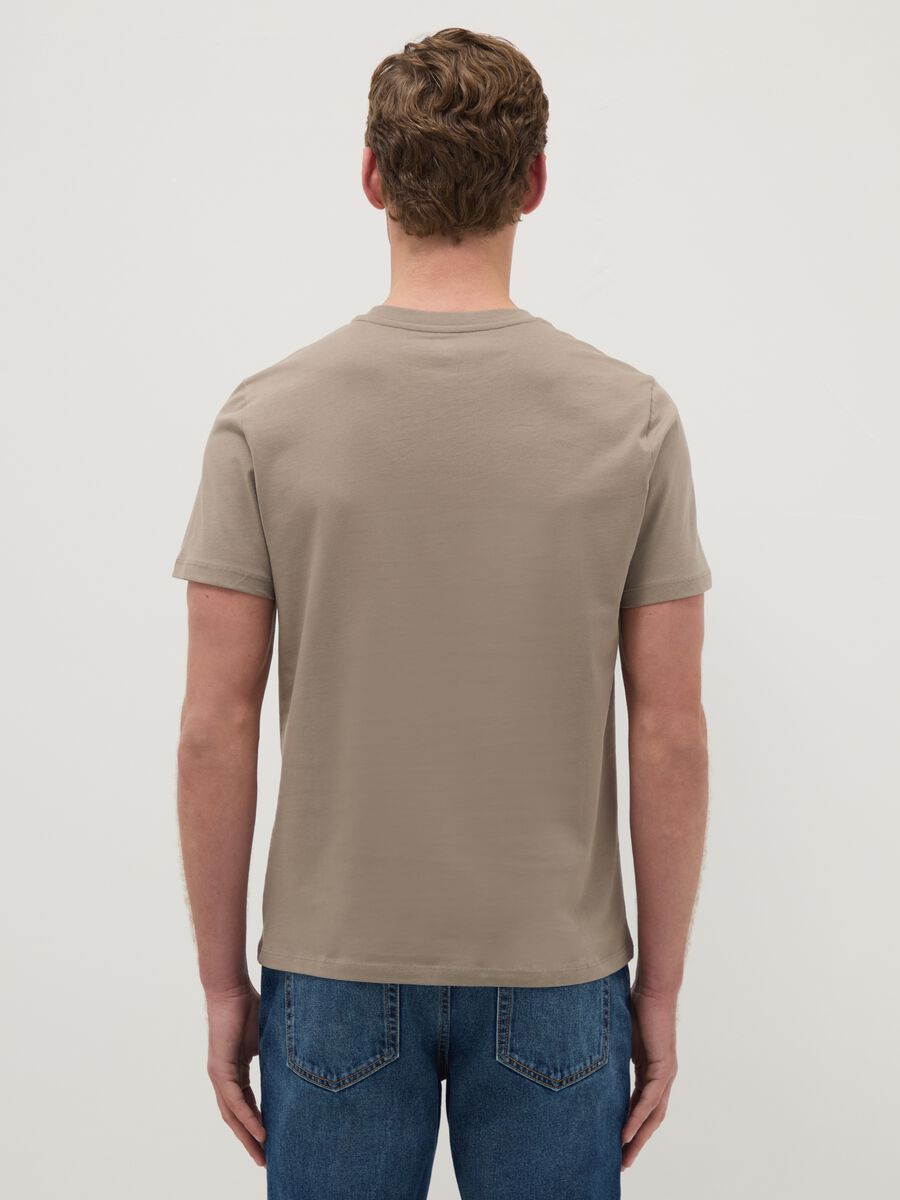 Beige T-shirt in pure cotton regular fit_3