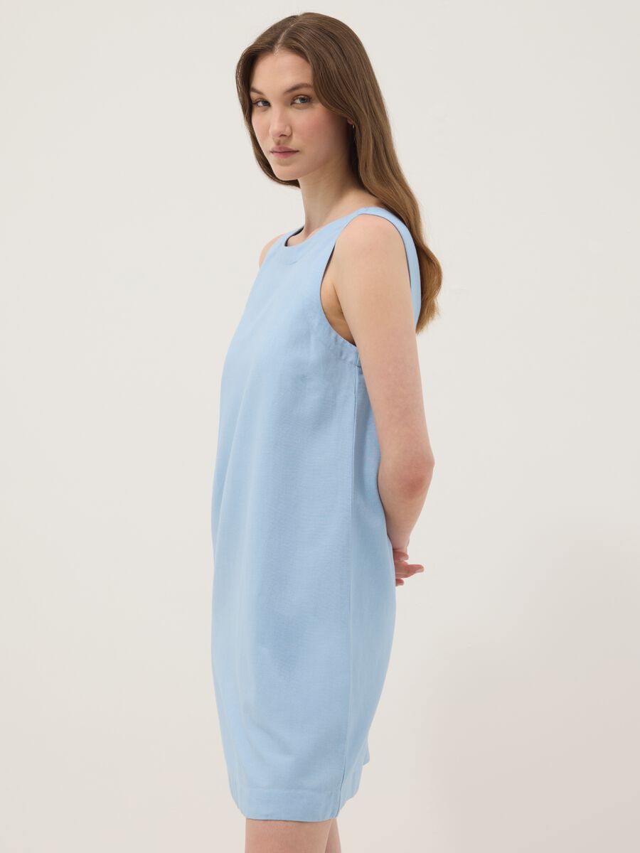 Light blue regular-fit dress in a viscose, cotton and linen blend_1