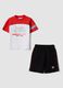 Red stretch cotton set with T-shirt and shorts for boys, regular fit_0