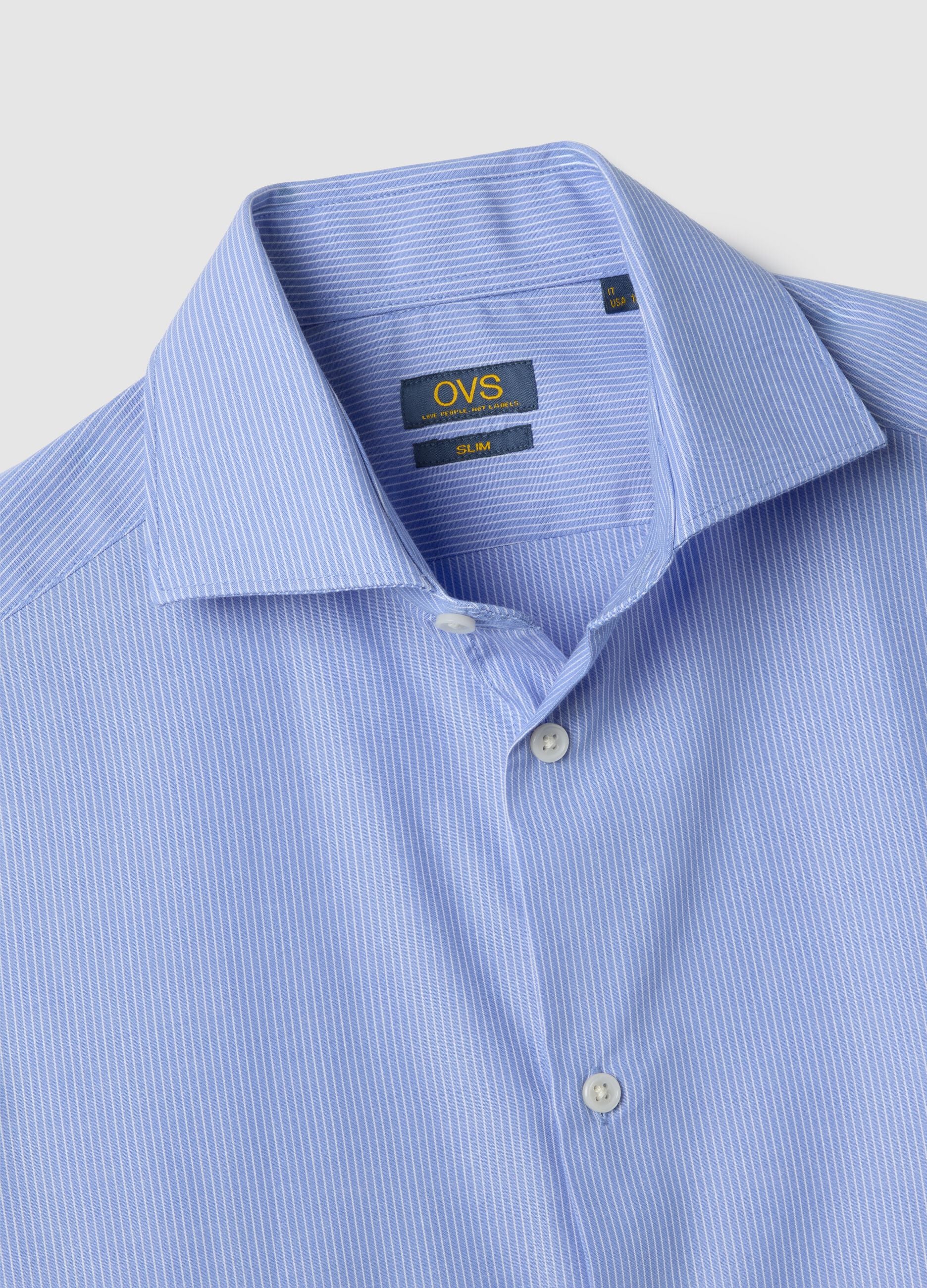 Slim Fit Blue Cotton Blend Shirt