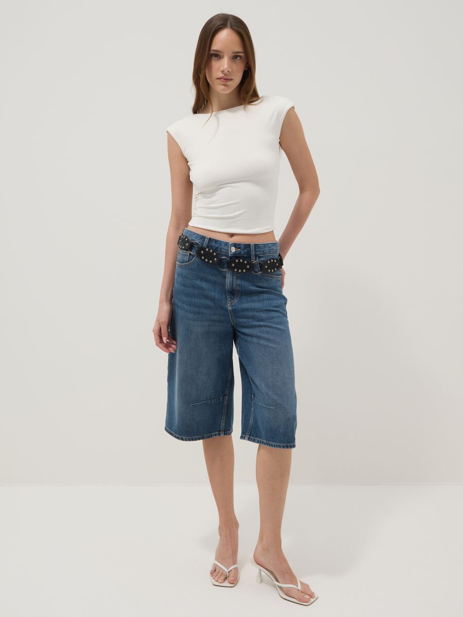 Top bianco in tessuto elasticizzato fitted_2