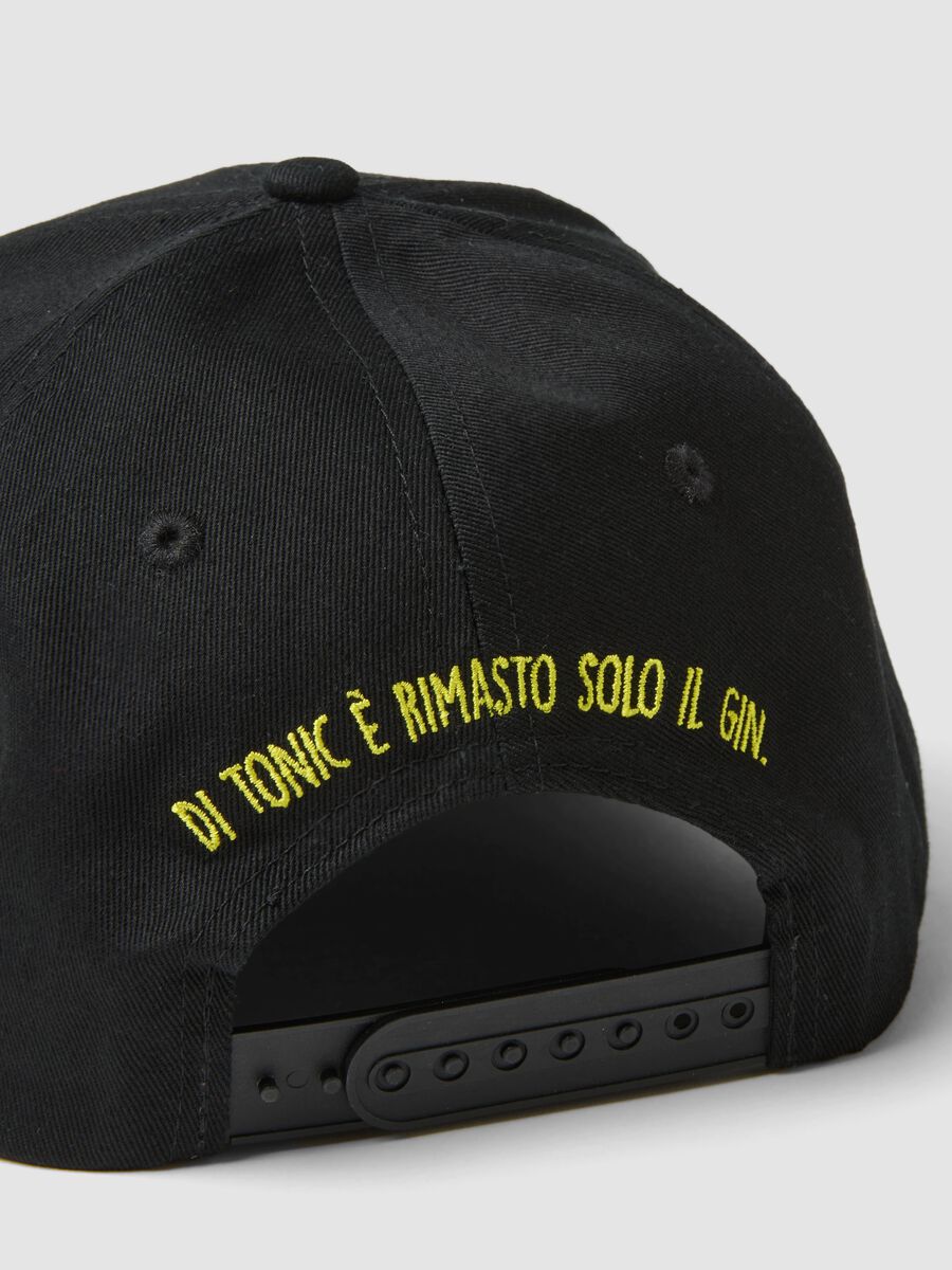 Pure Black Cotton Baseball Cap with Gin Tonic Embroidery_2