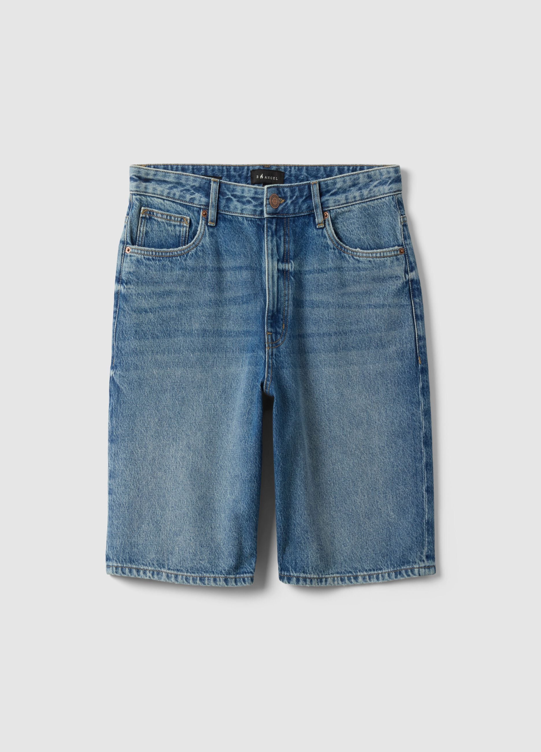 Blue pure cotton baggy denim shorts