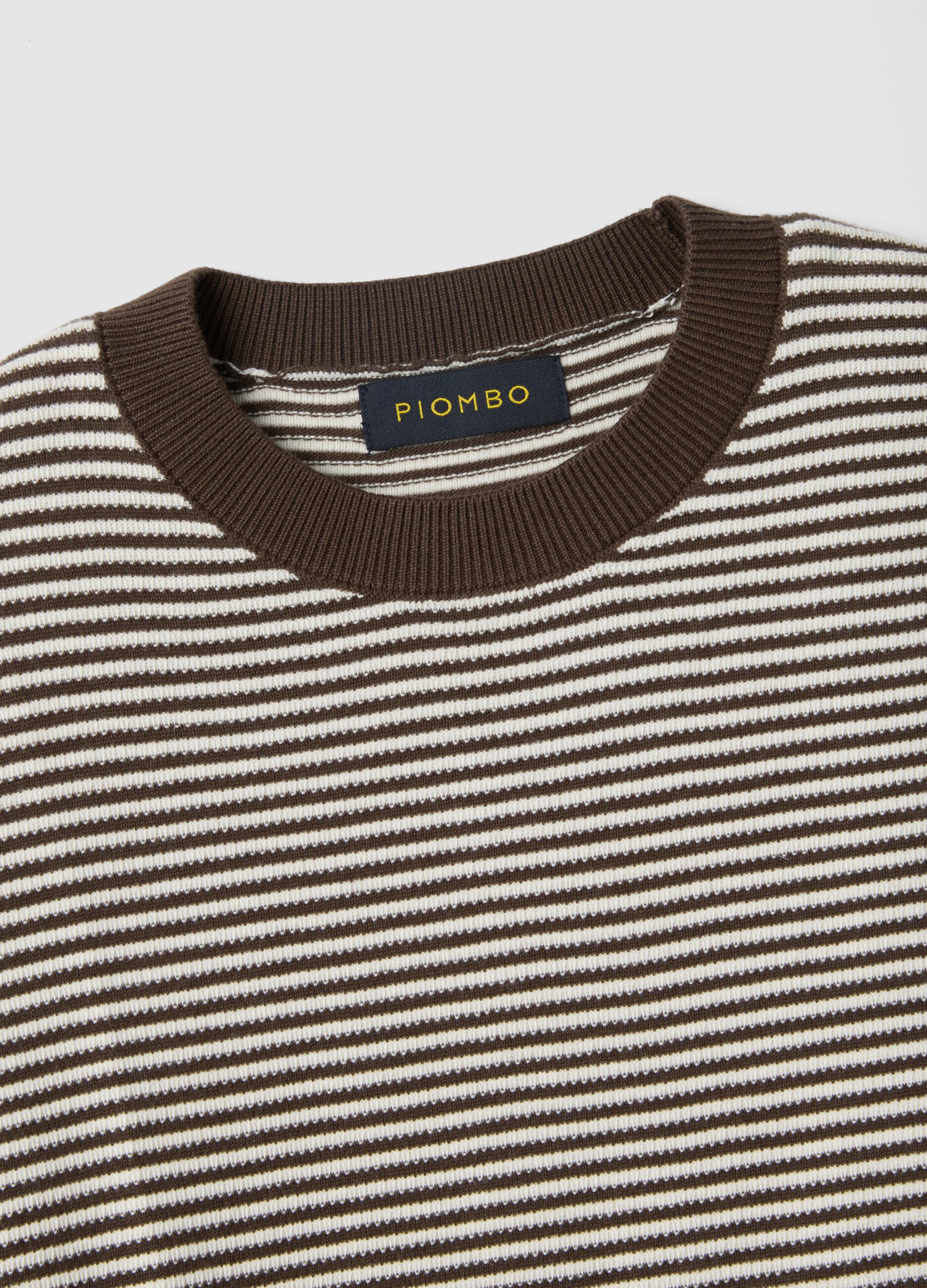 Multicoloured striped pure cotton sweater regular fit