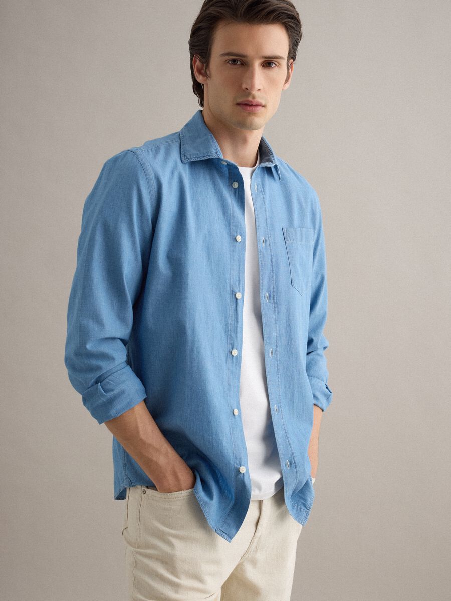 Light wash pure cotton shirt_1