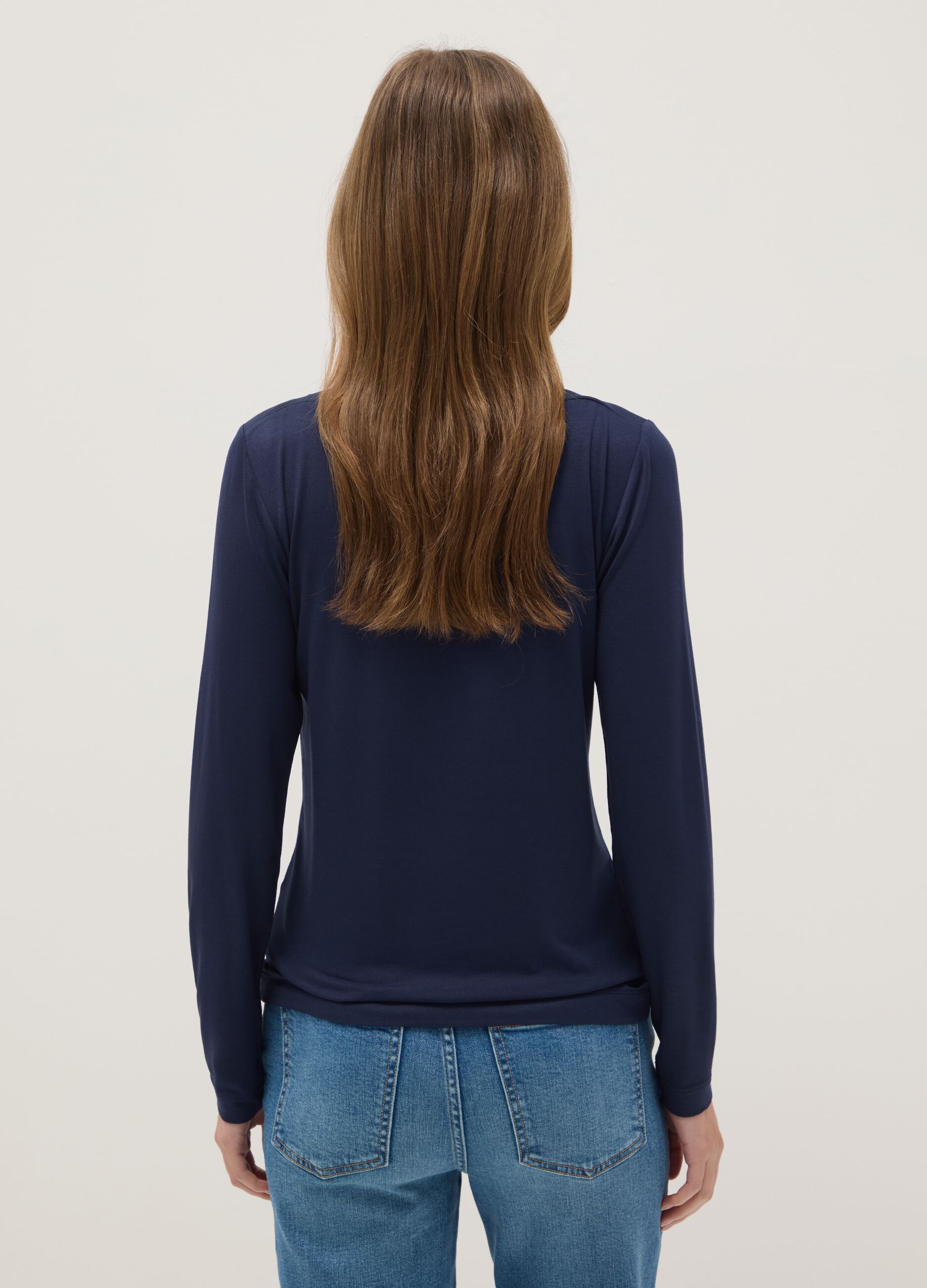 Blue long sleeve crew neck T-shirt regular fit