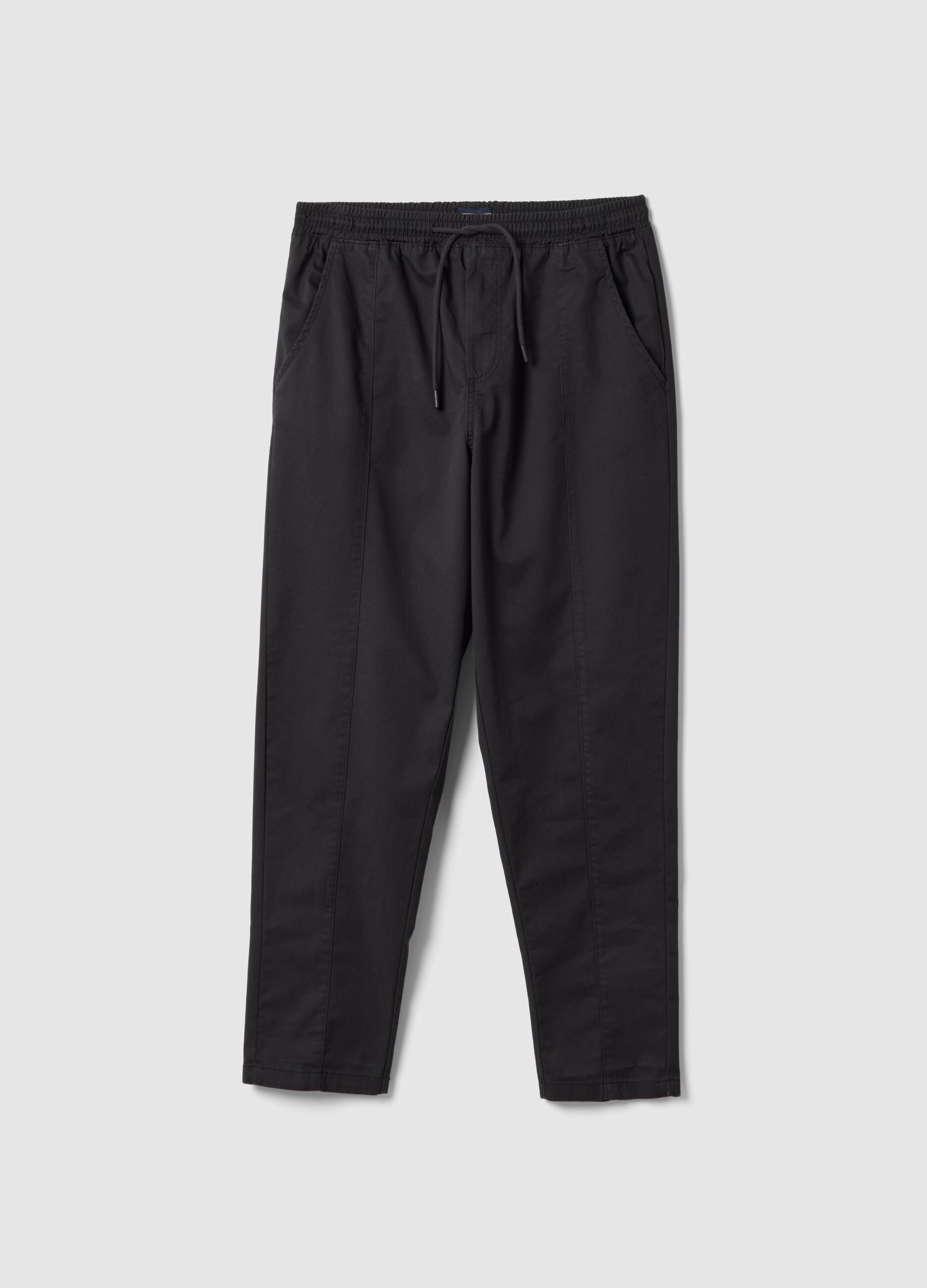 Pantaloni chino in puro cotone nero slim fit
