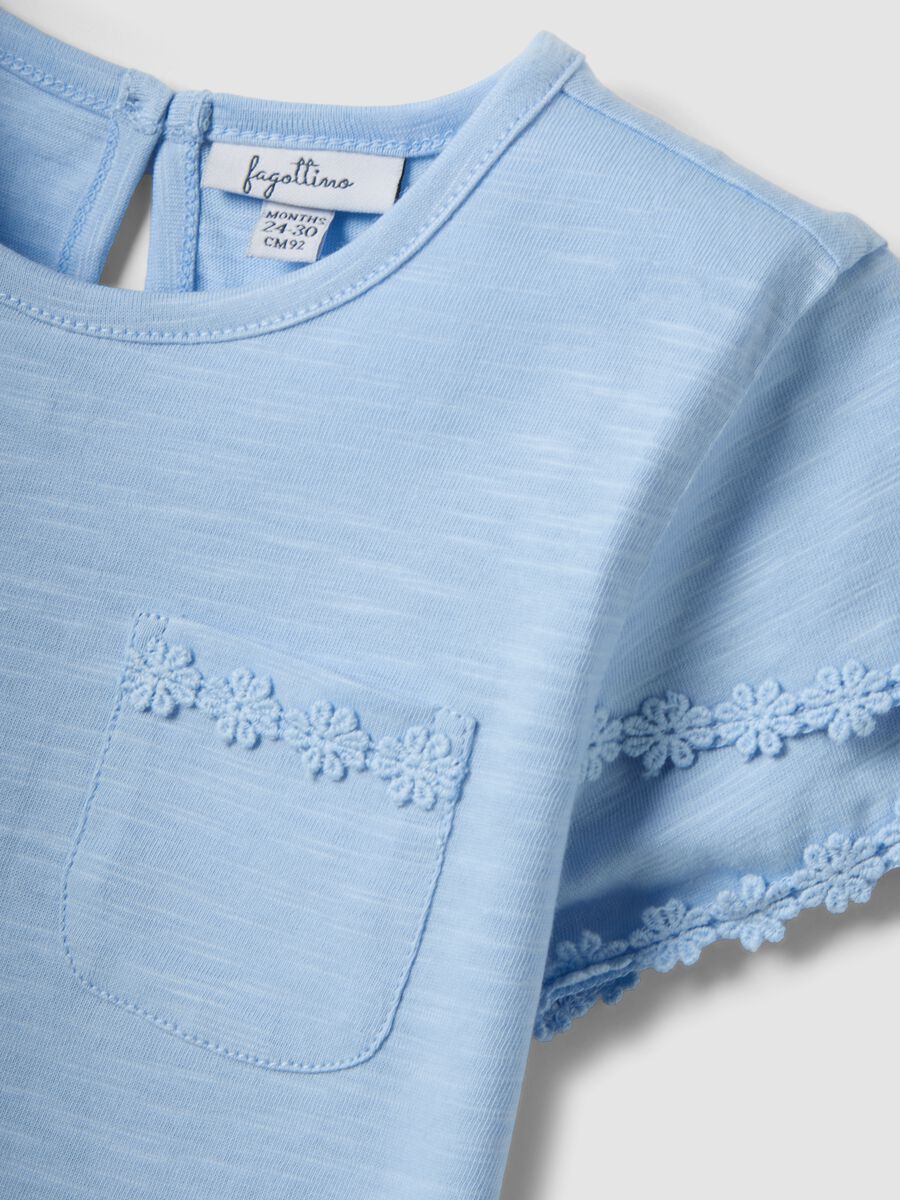 Blue pure cotton short-sleeve T-shirt_2