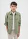 Boys&rsquo; shirt in 100% green cotton with oversized fit and button fastening_0
