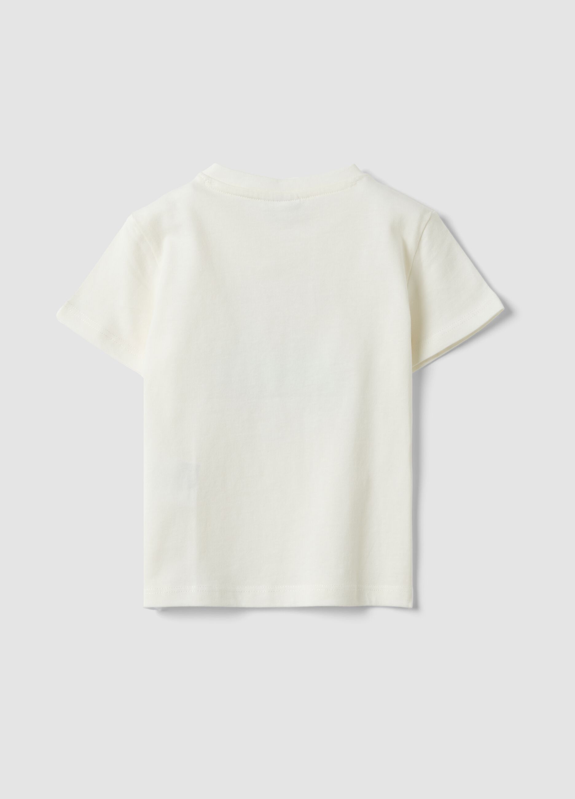 White pure organic cotton T-shirt with print, regular fit for baby boy