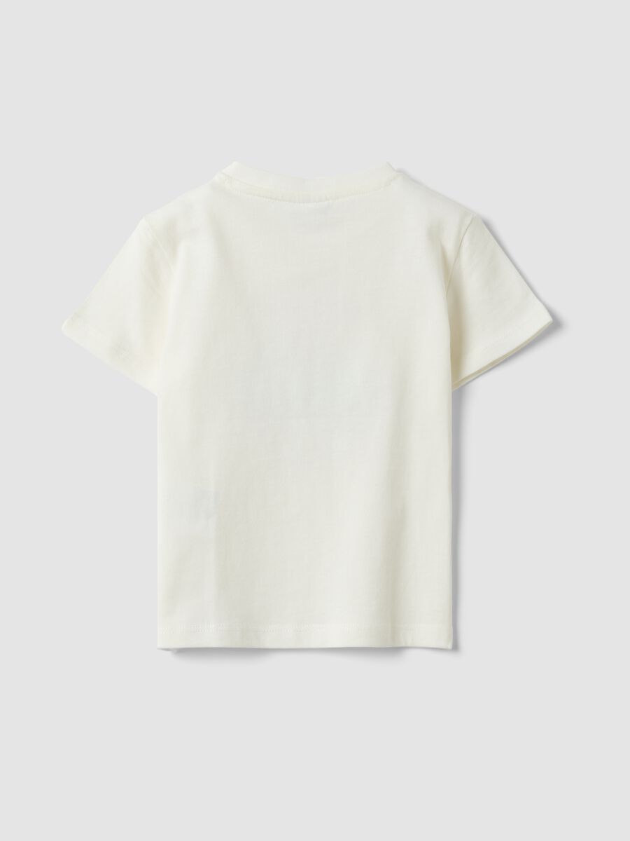 White pure organic cotton T-shirt with print, regular fit for baby boy_1