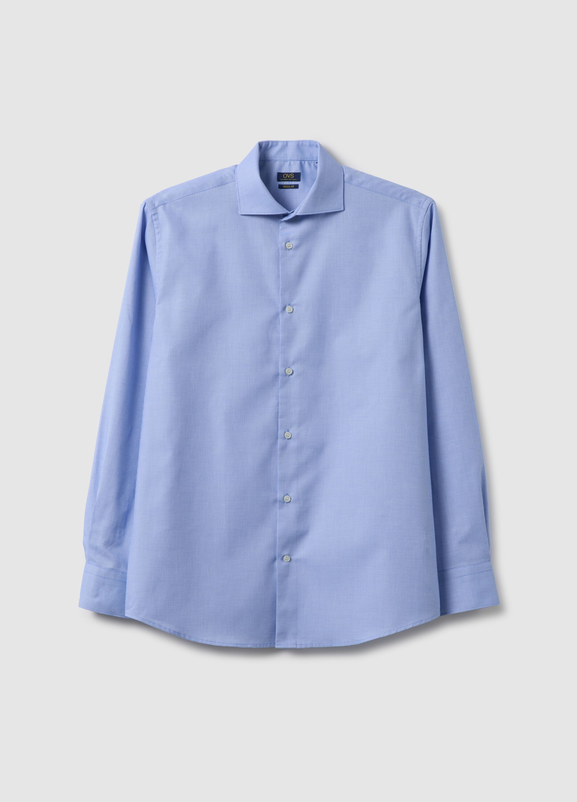Light blue shirt with French collar in pure cotton regular fit