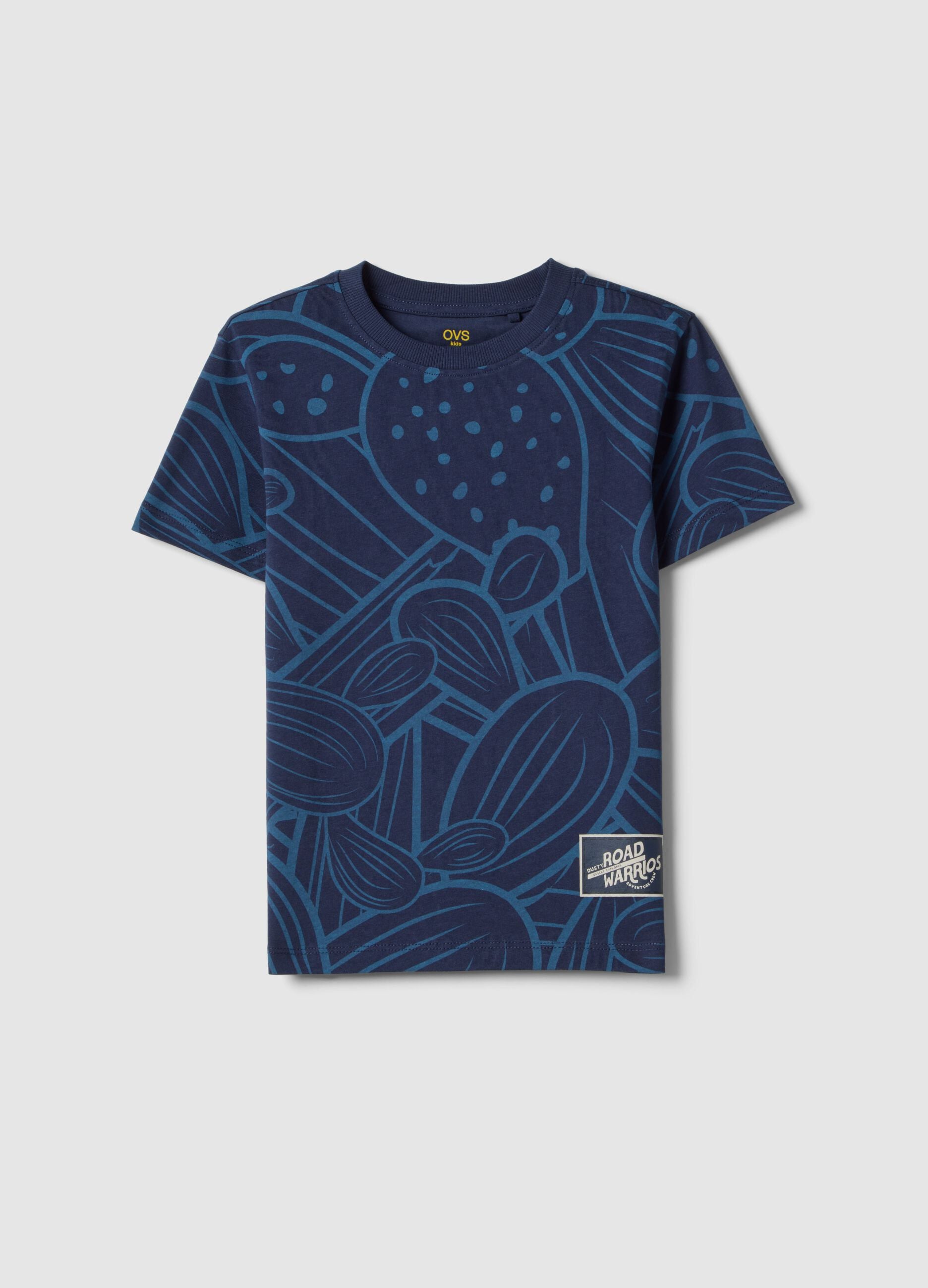 T-shirt in puro cotone blu regular fit per bambino con stampa
