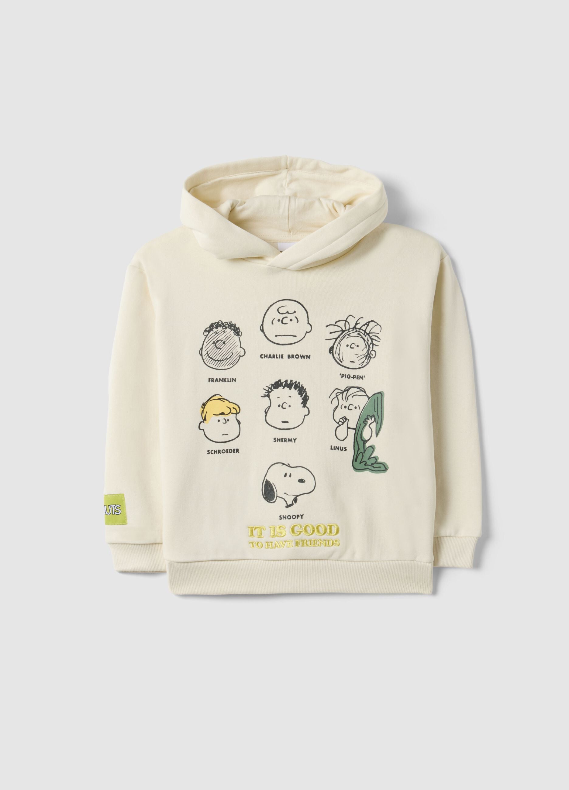 Beige cotton blend regular fit kids sweatshirt with Peanuts