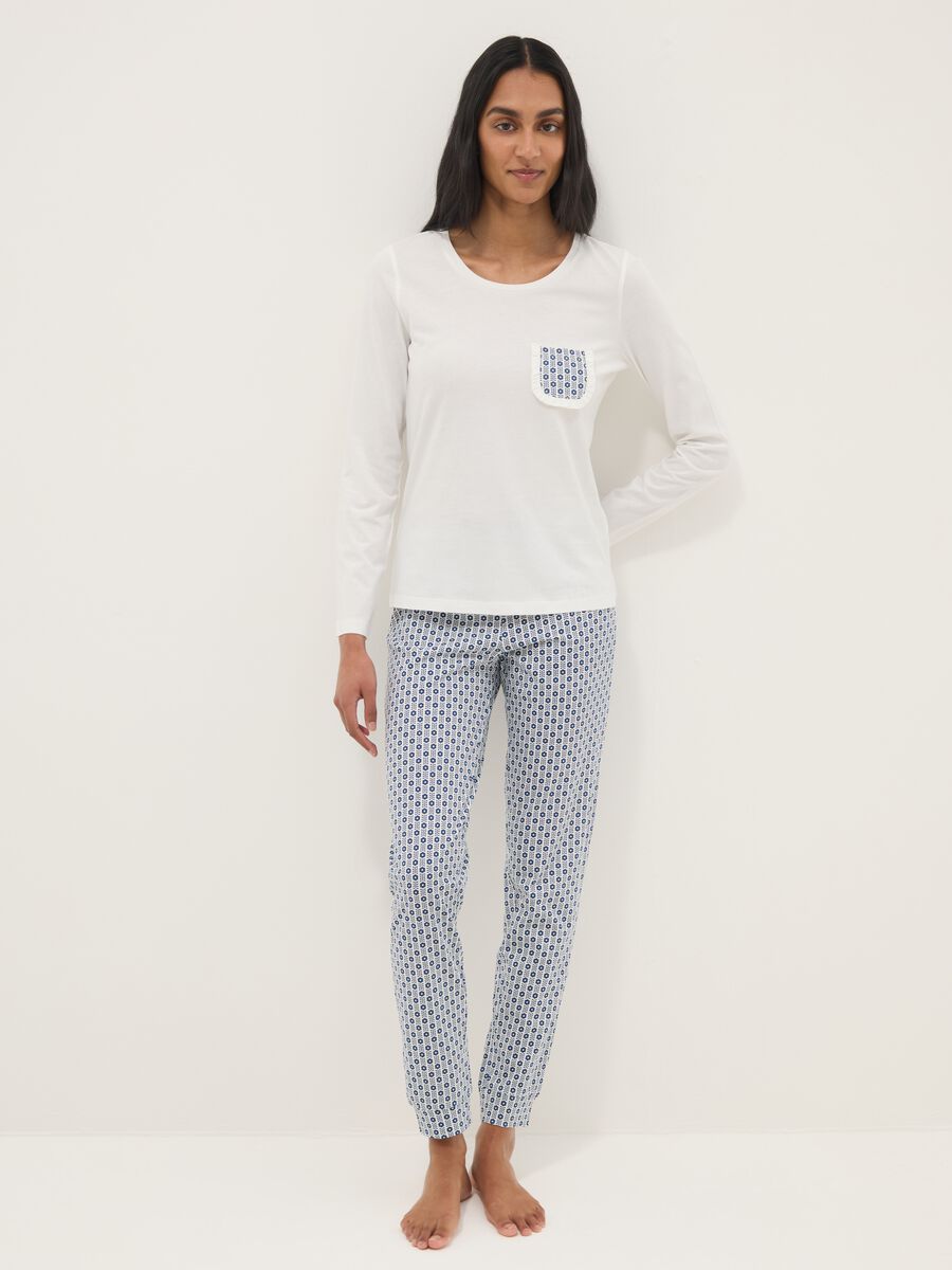 Multicolour pure cotton regular fit pyjamas with pattern_0