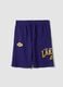Purple cotton blend shorts with Los Angeles Lakers prints_4