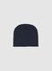 Blue cotton blend regular fit children's hat with lettering_1