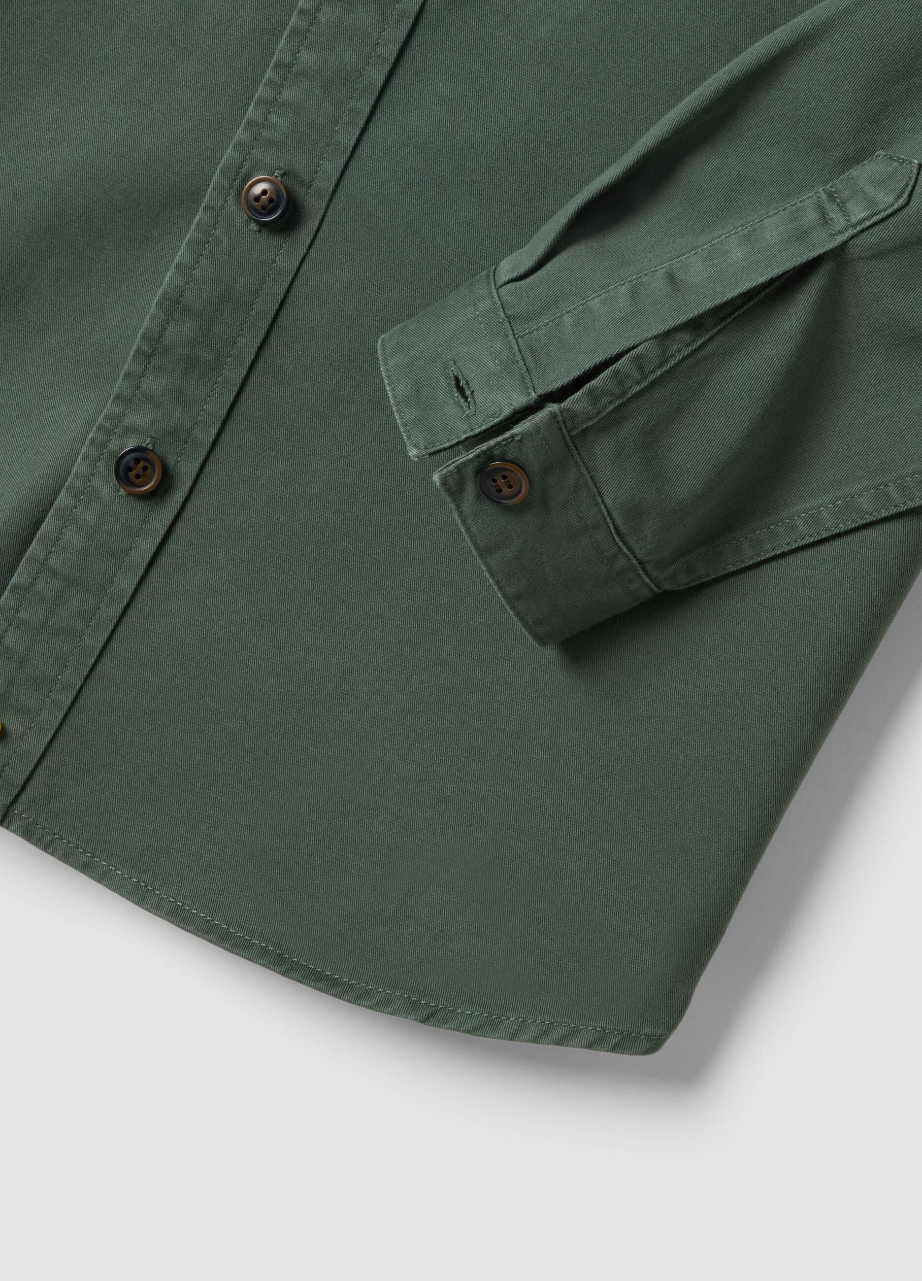 Regular fit green pure cotton shirt