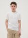 Boys' white pure cotton polo shirt, regular fit with mandarin collar_0