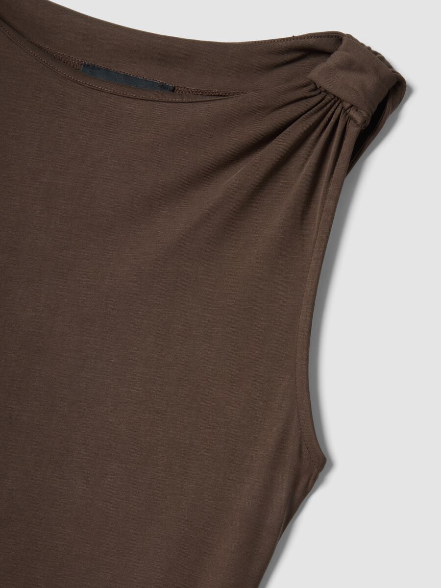 Brown viscose-blend fitted maxi dress_5