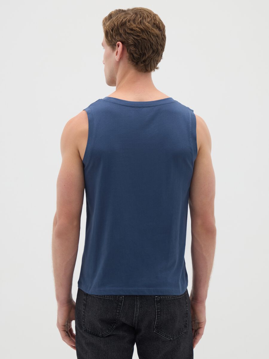 Men's Regular Fit Blue Pure Cotton Vest_3