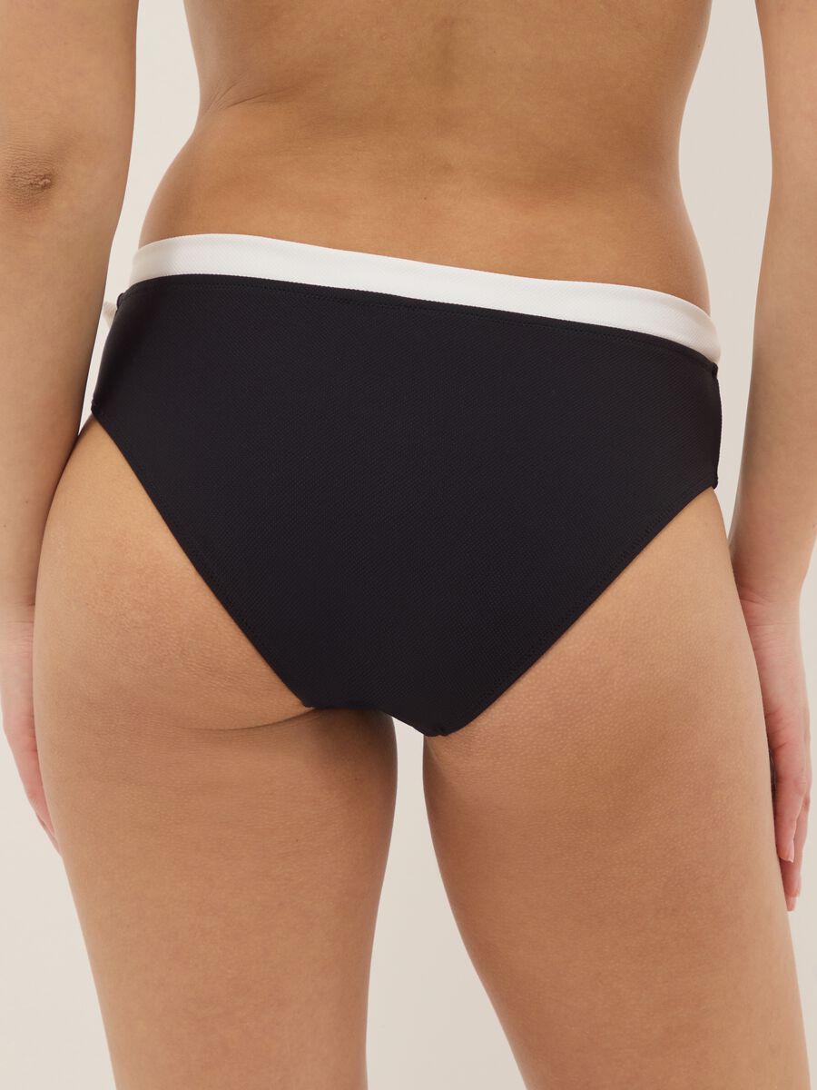 Black stretch bikini bottoms with white drawstring_2