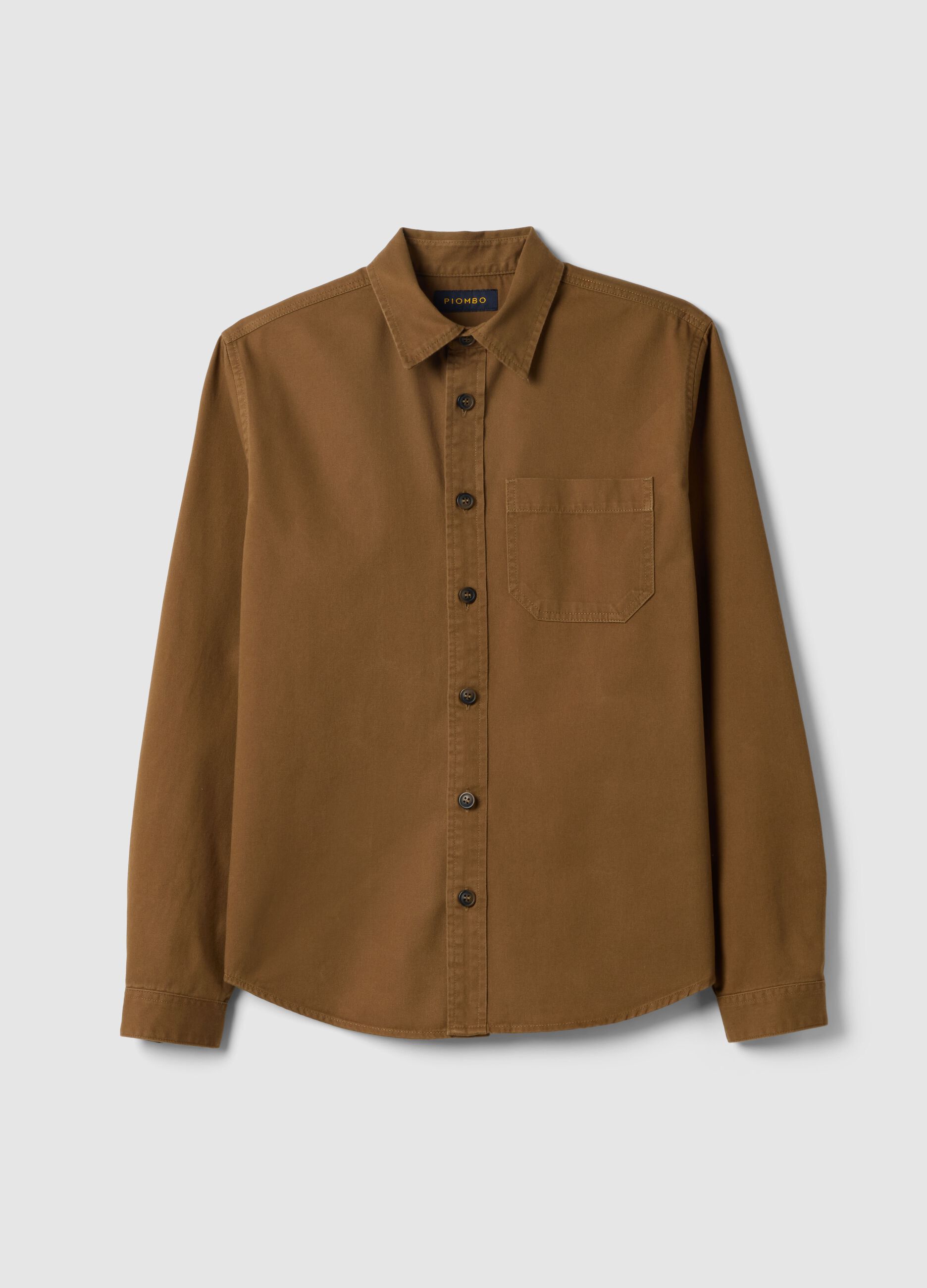 Brown pure cotton regular fit shirt