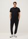 Regular fit black cotton blend crew neck T-shirt_1
